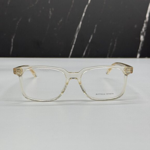 NEW BOTTEGA VENETA BV1024O 005 SQUARE BEIGE TRANSPSRENT UNISEX EYEGLASSES - Picture 3 of 9